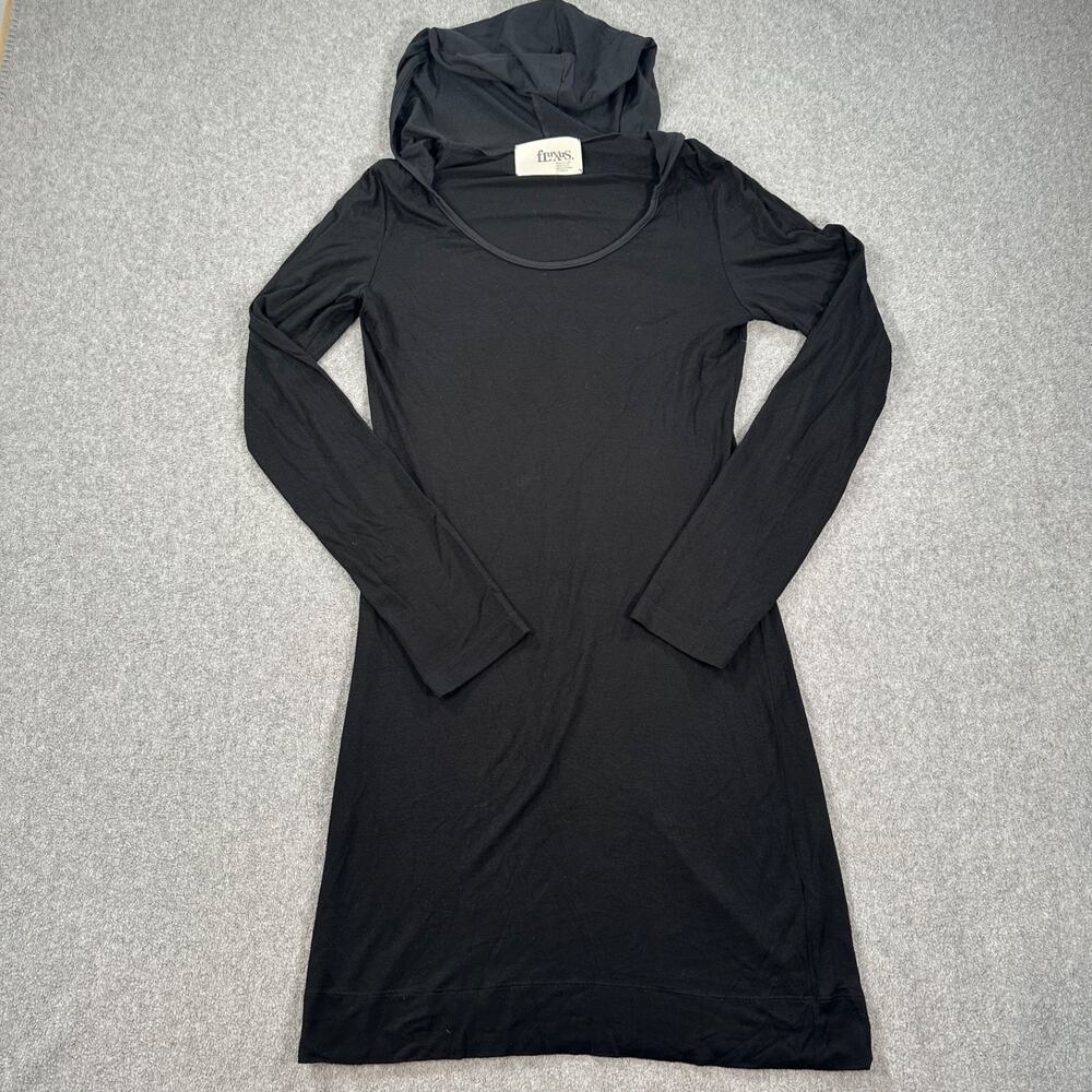 FluXus Hooded Jersey Dress Women's Small Black Long Sleeve Casual Comfortable